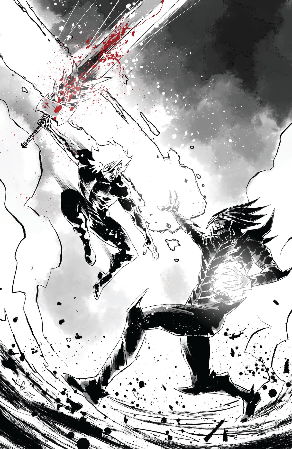 LOST FANTASY #13 CVR E LUCA CASALANGUIDA BLACK AND WHITE AND BLOOD VIRGIN CARDSTOCK VAR