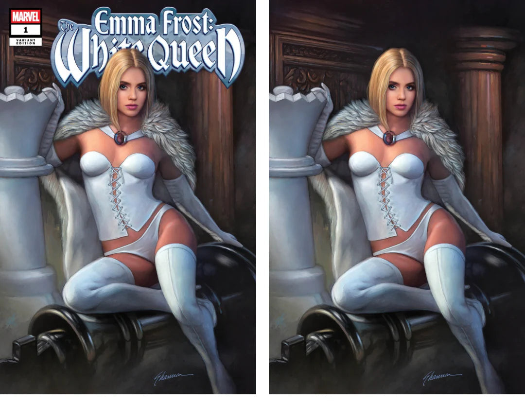 EMMA FROST WHITE QUEEN #1 SHANNON MAER 616 TRADE DRESS & VIRGIN VARIANT SET LTD 1000