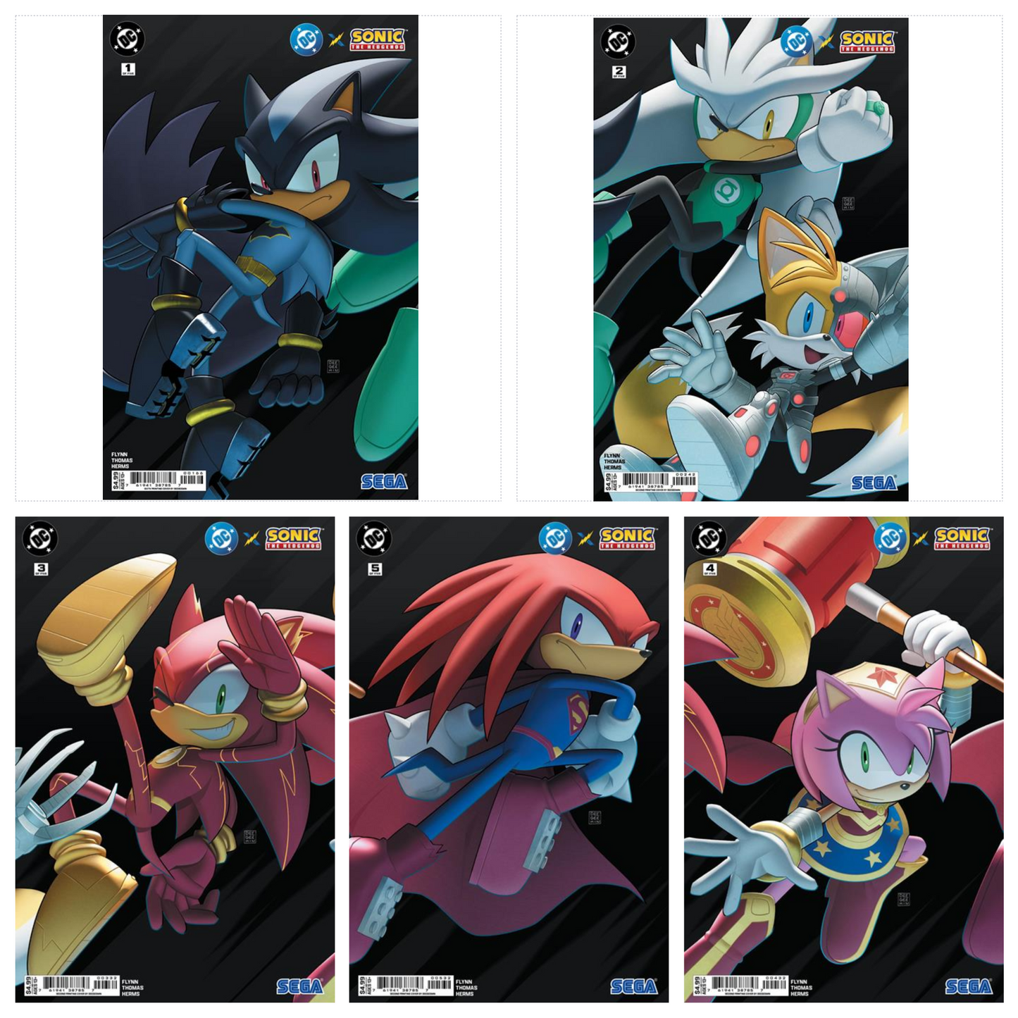 DC X SONIC THE HEDGEHOG #1 TO #5 DEEGEEMIN CONNECTING BUNDLE