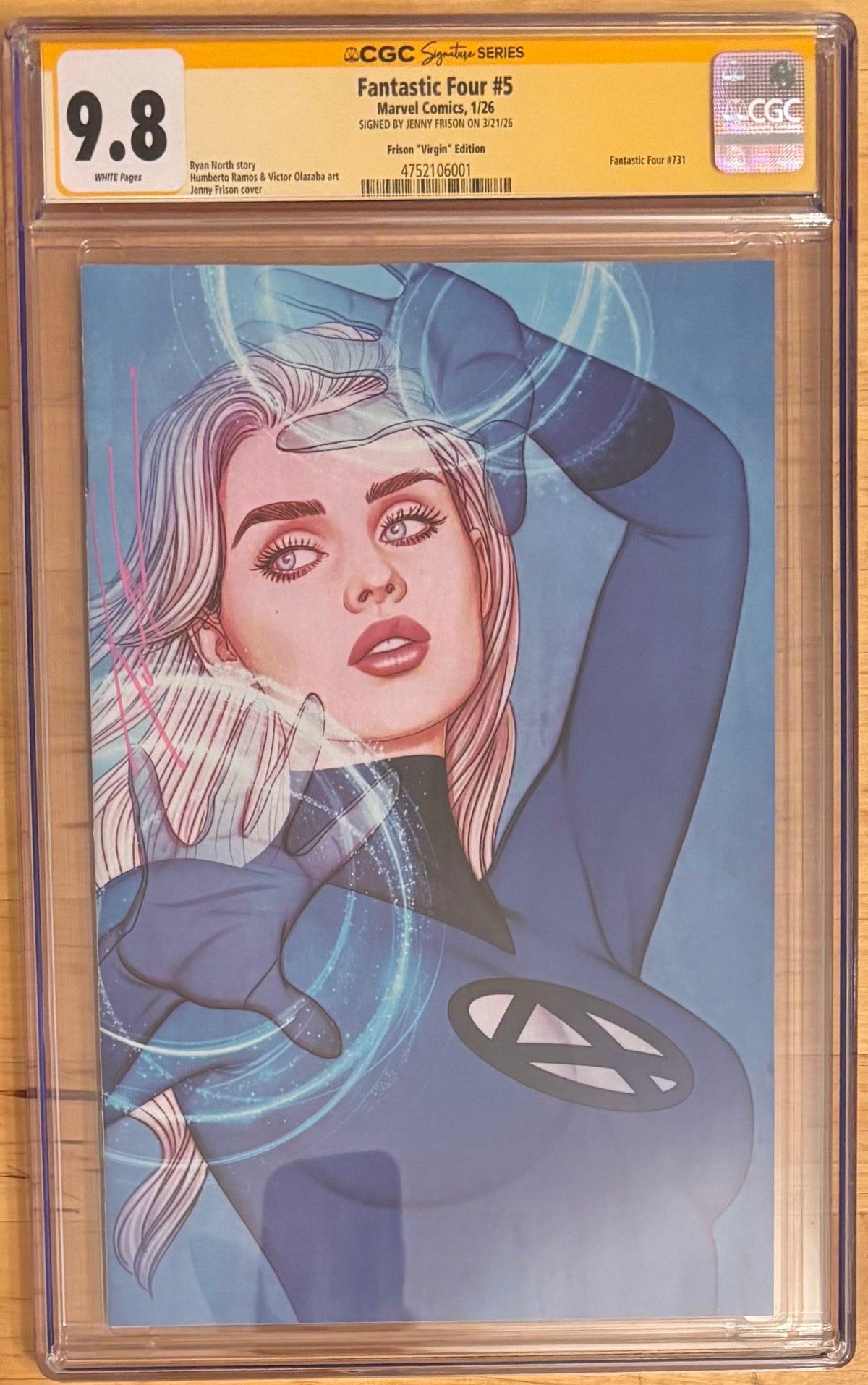 FANTASTIC FOUR #5 1:50 JENNY FRISON VIRGIN VARIANT CGC 9.8 SIGNED