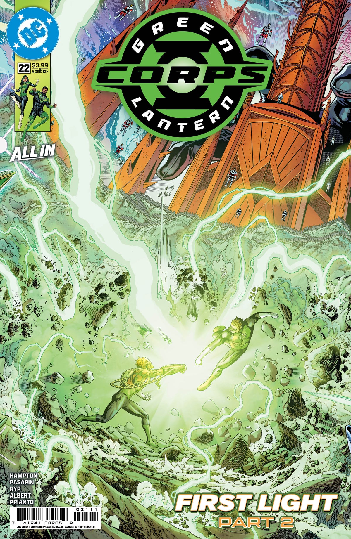 GREEN LANTERN CORPS #22 CVR A FERNANDO PASARIN & OCLAIR ALBERT CONNECTING (GREEN LANTERN FIRST LIGHT)
