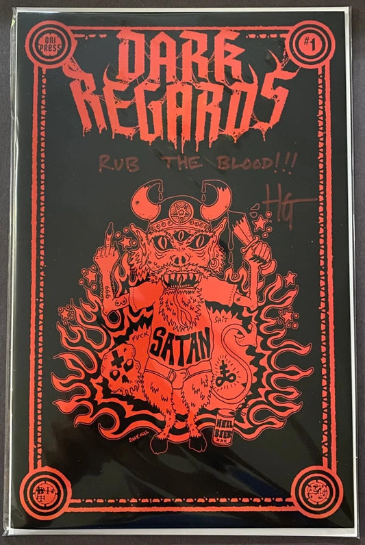 DARK REGARDS #1 (OF 4) CVR E 1:50 DAVE HILL HUMAN BLOOD VARIANT - SIGNED BY HUNT