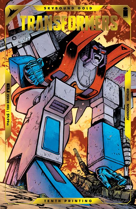 TRANSFORMERS #1 Tenth Printing Cvr B Daniel Warren Johnson & Mike Spicer Starscream Gold Foil Emboss Variant