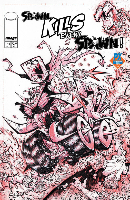 SDCC 2024 SPAWN KILLS EVERY SPAWN #1 PX BW VARIANT EDITION