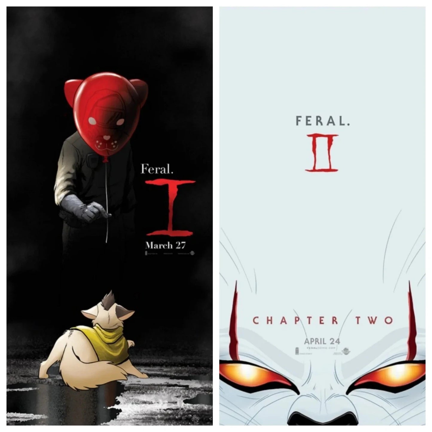FERAL #1 AND #2 TRISH FORSTNER & TONY FLEECS IT CHAPTER I AND 2 HOMAGE VARIANTS