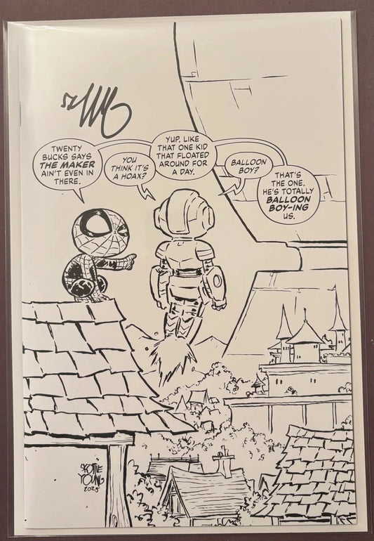 ULTIMATE ENDGAME #1 SKOTTIE YOUNG BLACK AND WHITE VIRGIN VARIANT 1:100 SIGNED